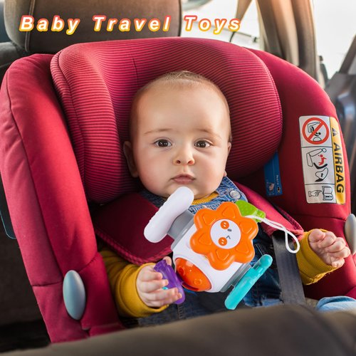 Montessori Sensory Toys for Toddlers, Toddlers Toys for Car Travel, Travel Activities Busy Board Cube for Baby Boys Girls One Year Old 18 Months, Educational Learning Toys (Rocket)