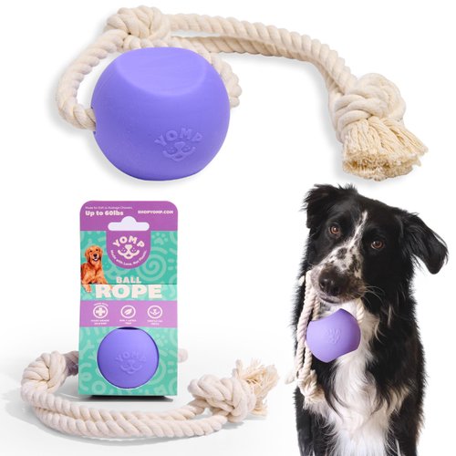 Yomp BallRope Ball on a Rope Dog Toy - Interactive Tug Ball for Dogs - Tug of War Dog Toy for Soft & Medium Chewers - Puppy Ball for Teething Dogs - Pet-Safe, Non-Toxic Silicone Dog Toy