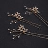Jumwrit Bride Pearl Crystal Hair Pins Wedding Hair Pins for Bridesmaids Handmade Pearl Hair Pins 3Pcs Bridal Leaf Headpieces Wedding Hair Accessories for Women Girls（Gold）