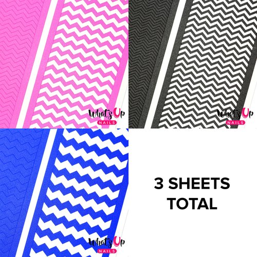 Whats Up Nails - Nail Vinyl Zig Zag Tape Stencils Variety Pack 3pcs (Regular, Skinny, Wide) for Nail Art Design