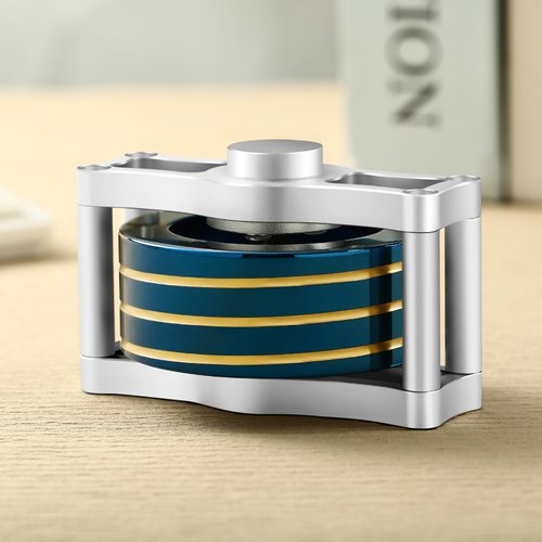 BIUMEICVIS Metal Spinning Top Fidget Toys Perpetual Motion Machine, Silent Spinners Gyro Desk Toys Tech Gadgets for Adults with Anxiety, Kinetic Toy Long Lasting Exceed 30 Mins, Illusion Shiny Blue