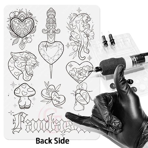 TgoBeauty Men Women Double Sides Designs Tiny Tattoo Practice Skin 1.5mm Thickness Fine Line Tiny Tattoo Practice Skin with Light Gray Lines for Tattoo Practice (3pcs White Tattoo Skins)