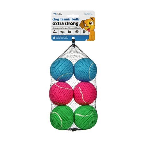 Petkin 6 Tennis Balls-Blue/Pink/Green