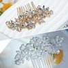 Crystal Wedding Flower Hair Comb Silver Bridal Side Hair Combs Rhinestone Leaf Headpiece Handmade Diamond Hairpiece Bride Hair Accessories for Women (Silver)