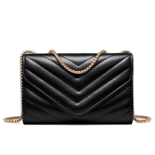 Dasein Women Small Quilted Crossbody Bags Stylish Designer Evening Bag Clutch Purses and Handbags with Chain Shoulder Strap (Black)