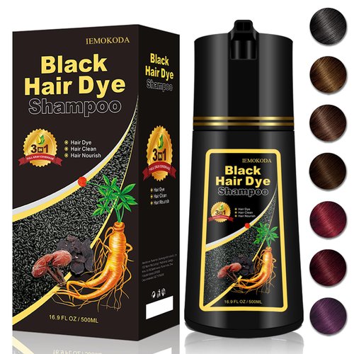 Natural Black Hair Dye Shampoo 3 in 1, Hair Instant Dye Shampoo to Cover Gray Hair for Women Men, Herbal Black Shampoo Hair Dye 500ML, Magic Coloring Shampoo for Painting Hair, Shampoo Para Canas