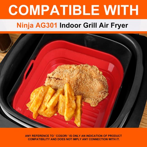 Silicone Air Fryer Liner for Ninja Air Fryer, 2-Pack Reusable Air Fryer Silicone Basket Silicone Pot Round Air fryer Oven Accessories Compatible with Ninja Foodi AG301 Air Fryer Indoor Grill