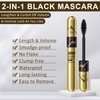 2-in-1 Length Volume Mascara Waterproof Long-lasting Black Mascara for Thick Curl Lash Smudge-proof No Clumping