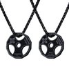 U7 Men Fitness Dumbbell Necklace Stainless Steel Black Gun Plated Weight Plate Barbell Chain Pendant Necklace