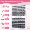 Wispy Lash Clusters 280pcs 30d+40d Individual Lashes 9-16mm Cluster Eyelash Extensions D Curl Eyelash Clusters Diy Lash Extension For Home, Travel, Christmas, Graduation Season, Wedding Parties