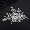 Teyglen Bridal Rhinestone Wedding Hair Comb Silver Crystal Pearl Side Comb Bridal Hair Piece Wedding Hair Accessories for Women Girls