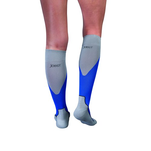 JOBST Sport Knee High 15-20 mmHg Compression Socks, Royal Blue/Grey, Medium