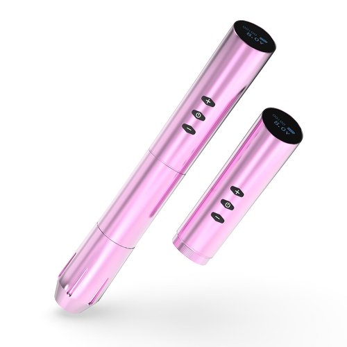 OFEYLE 109 Wireless Tattoo Pen Machine Rotary Tattoo Gun with 2PCS Replaceble Batteries Coreless Motor Digital Display Cartridge Battery Pen Permanent Makeup Tattoo Supply for Tattoo Artist Rose Gold