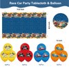 77 Pcs Hot Car Birthday Party Supplies,Included Banner,Hanging Swirls,Tablecloth,Cake Topper,Cupcake Toppers,Gift Bag, Invitation Card,Balloon for Boy and Girl Wheel Party Decorations