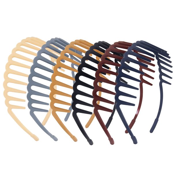 Yeshan Zig Zag Shark Teeth Headbands for Girls Women Plastic Hair Comb Headbands Wave shape Elastic Headbands for Thick Hair,Pack of 6