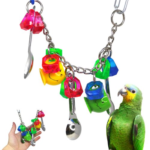 Bonka Bird Toys 1339 Mug Delight 10" Long by 5.50" Wide, Medium Parrot Pull Puzzle Cage Toy, Conure, Pionus, Quaker, and Similar