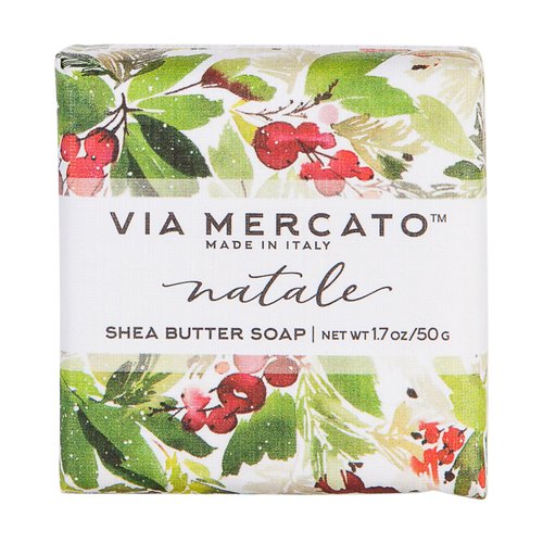 Via Mercato Natale Shea Butter Soap Boutique Luxury Gift Box (Set of 4, 50g Each) - Natale