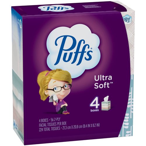 Puffs 2675854 Ultra Soft & Strong Standard Facial Tissues 2-Ply 56 Sheets/Box