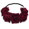 Honbay 7cm/2.76inch Rose Flower Crown Elastic Headband Hair Band Festival Hair Garland Wedding Headpieces (Red Wine)