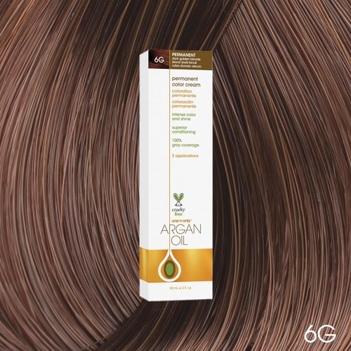 One N' Only Permanent Hair Color - Permanent Hair Dye Made with Argan Oil - Delivers Rich, Accurate Tones with Gray Coverage - Improves Moisture & Elasticity - 6G Dark Golden Blonde (3 oz)