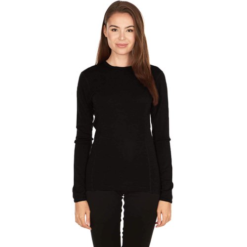 Minus33 Women's Ossipee Midweight Crew Top - 100% Merino Wool - Long Sleeve Thermal Base Layer - No Itch Renewable Fabric (Small, Black)