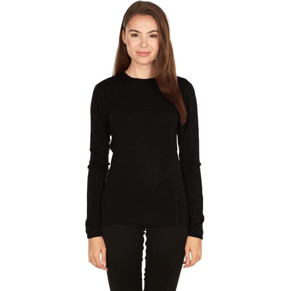 Minus33 Women's Ossipee Midweight Crew Top - 100% Merino Wool - Long Sleeve Thermal Base Layer - No Itch Renewable Fabric (Small, Black)