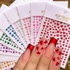 Heart Nail Art Stickers Decals 3D Shiny Glitter Love Hearts Self Adhesive Shining Glitters Powder Effect Valentine's Day Heart Nail Design for Lovers Romantic DIY Nail Decorations Manicure Accessories
