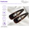 Parcelona French Clic Clac 3 1/4" Tortoise Shell Brown Celluloid No Slip Grip Snap Hair Clips for Women