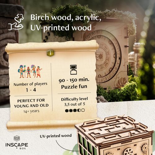 INSCAPE Maya´s Myths - Puzzle Box - Escape Room in A Box - Cluebox - Gift Puzzle Boxes for Adults with Hidden Compartments - Escape Room Puzzles Escape Room Game - Brain Teasers Puzzles for Adults