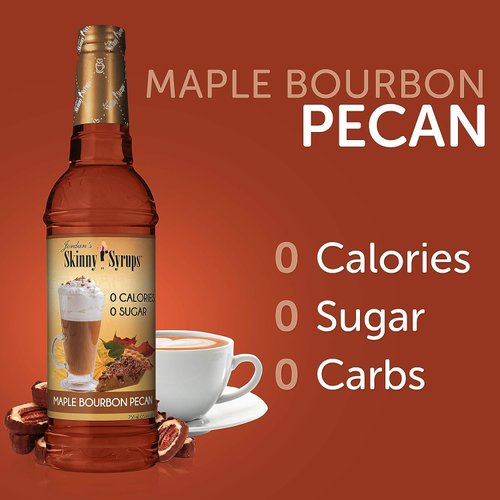 Jordan's Skinny Syrups Sugar Free Coffee Syrup, Maple Bourbon Pecan Flavor Drink Mix, Zero Calorie Flavoring for Chai Latte, Protein Shake, Food and More, Keto Friendly, 25.4 Fl Oz, 1 Pack