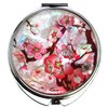 MADDesign Mother of Pearl Pink Makeup Mirror Compact Folding Magnify Apricot Tree Flowers Design
