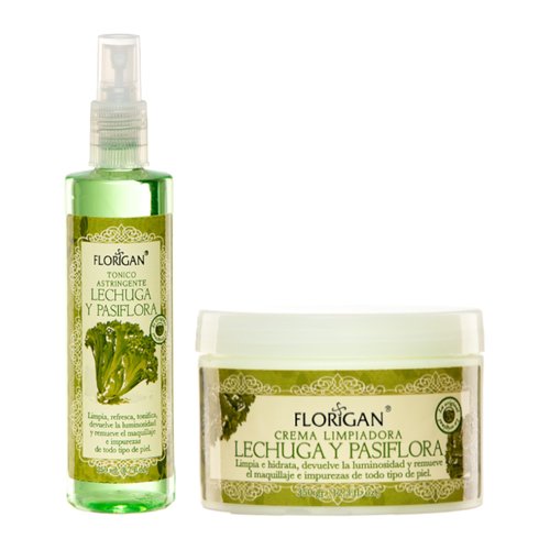 Astringent Face Tonic & Cold Cream Makeup Remover Set Lechuga and Pasiflora Florigan