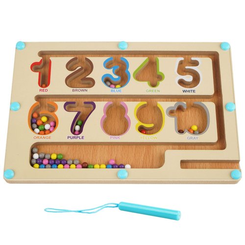 Magnetic Color and Number Maze, Wooden Montessori Toys Gifts for Toddler Kids Boys Girls 3 4 5 Year Old, Preschool Learning Matching Counting Education, Fine Motor Skills Magnet Puzzle Board