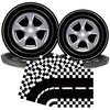 Generic Racing Car Party Plates Napkins Wheels Cars Track Birthday Tableware Sets Fast Boy Men Kids Baby Shower Party Decorations Supplies Serves 24, Black