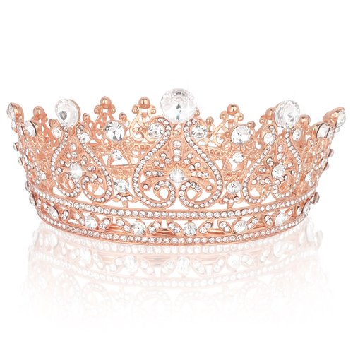 GAFATORY Crown for Women Crown Cake Topper Rose Gold Queen Crown Tiara for Girls Crystal Rhinestones Princess Crown for Wedding Birthday Prom Costume Accessoriess Party Halloween Valentines Christmas