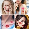 46 Pieces Valentines Lip Temporary Tattoos, Red Pink Lip Print Kiss Face Tattoo Stickers Body Decorations for Girls Kids
