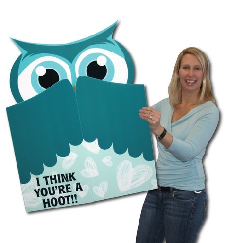VictoryStore Jumbo Greeting Cards: Giant Valentines Day Card (Owl Cut Out) 3 feet x 4 feet Card with Envelope