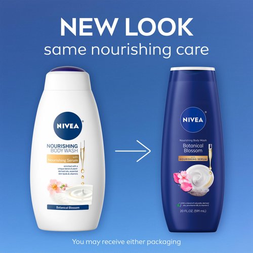 NIVEA Nourishing Botanical Blossom Body Wash for Dry Skin, 20 Fl Oz