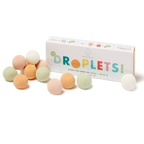 Dabble & Dollop Bath Bombs, 100% Natural Bath Bombs for Kids, Original Scents - USA Made, Moisturizing & Fun Droplets, Paraben & Sulfate Free, Vegan, Gluten-Free, Tear-Free (Set of 12)