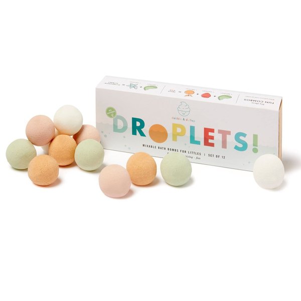Dabble & Dollop Bath Bombs, 100% Natural Bath Bombs for Kids, Original Scents - USA Made, Moisturizing & Fun Droplets, Paraben & Sulfate Free, Vegan, Gluten-Free, Tear-Free (Set of 12)