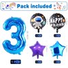 TMCCE 11 PCS Space theme Birthday Party Decoration Astronaut Spaceman Foil Balloons For 3rd Outer Space Birthday Party Supplies (Blue-3rd)
