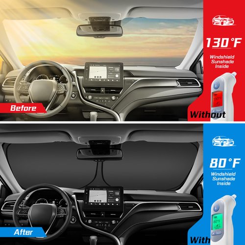 ARISMOTOR Windshield Sun Shade for Toyota Camry LE XLE Hybrid SE XSE Sedan 2018-2024, Custom Fit Foldable Front Window Sunshade Sun Visor Protector, Block UV Rays Keep Your Car Cooler