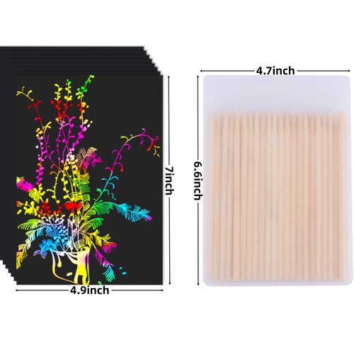 Cityrosy Scratch Art Paper Rainbow Sets 100 Pcs-Black Scratch Off Paper Easter Gifts for Kids Magic Rainbow Scratch Off Set Crafts Supplies Kits for Age 3-12 Kids for Party Games Easter Christmas