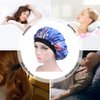 Tvoip 1Pcs Hair Satin Bonnet For Sleeping Shower Cap Silk Bonnet Bonnet Femme Women Night Sleep Cap Head Cover Wide Elastic Band (Rose Red Flower)