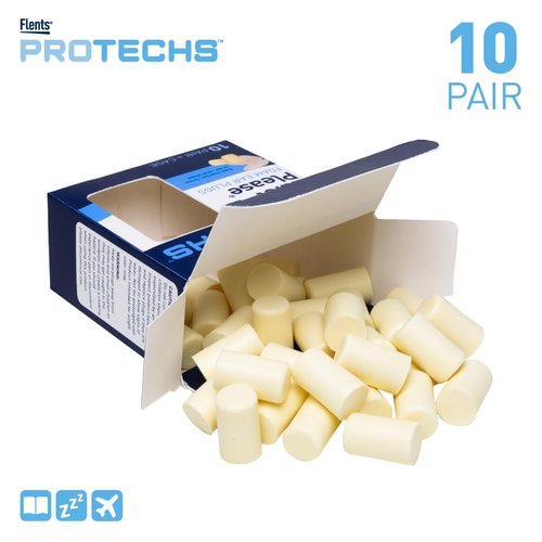 Flents Ear Plugs, 10 Pair with Case, Ear Plugs for Sleeping, Snoring, Loud Noise, Traveling, Concerts, Construction, & Studying, Contour to Ears, NRR 29