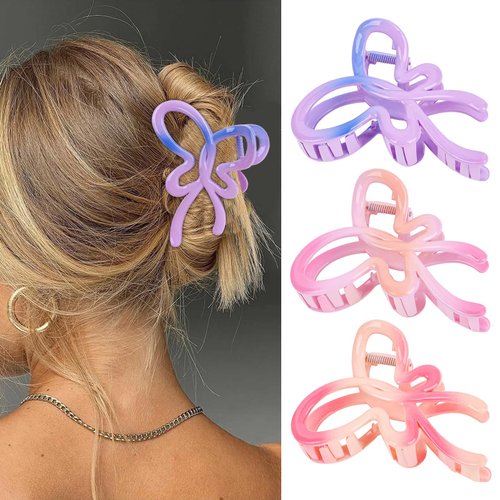 Amariver 3 Packs Hair Clips for Women Butterfly Hair Clips for Girls Cute Hair Claw Clips Non-slip Claw Clips for Thick Thin Hair Butterfly Hair Accessories for Women Girls