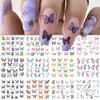 36 Sheets Flower Nail Art Stickers Decals Butterfly Water Transfer Nail Decals Pink Sakura with Designs Nail Decorations for Women DIY Nail Supplies