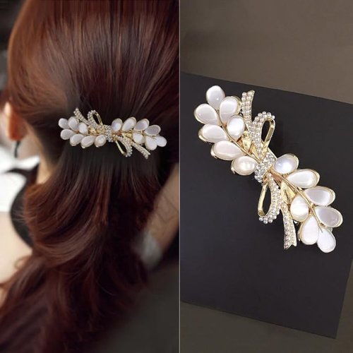 EMZhole Vintage Hair Barrettes,Opal Hair Clips Sparkly Glitter Rhinestones Flowers Hairpin French Style Hairclips Fashion Vintage Hair Accessoires for Women and Girls (01)