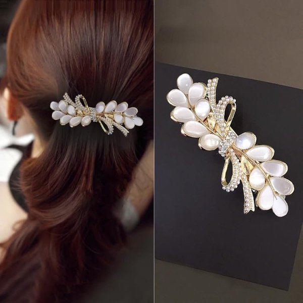 EMZhole Vintage Hair Barrettes,Opal Hair Clips Sparkly Glitter Rhinestones Flowers Hairpin French Style Hairclips Fashion Vintage Hair Accessoires for Women and Girls (01)