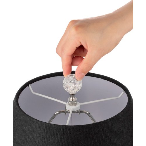 Qc Crystal Lamp Finials with Crackle Ball Design and Silver Lamp Screw Knob Base, Lamp Topper Decorative for Table and Floor Lamp Shade Top (Silver)